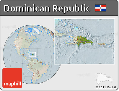 Satellite Location Map of Dominican Republic, lighten