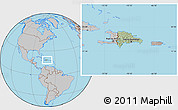 Savanna Style Location Map of Dominican Republic, gray outside, hill shading inside