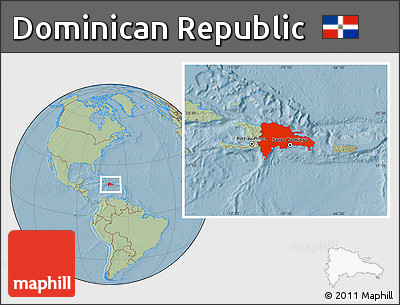 Savanna Style Location Map of Dominican Republic, hill shading