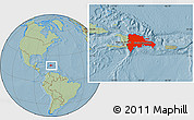 Savanna Style Location Map of Dominican Republic, hill shading
