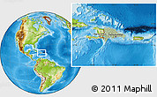 Savanna Style Location Map of Dominican Republic, physical outside, hill shading