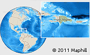 Savanna Style Location Map of Dominican Republic, shaded relief outside, hill shading