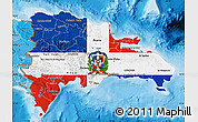 Flag Map of Dominican Republic, political shades outside