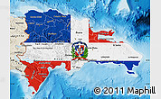 Flag Map of Dominican Republic, shaded relief outside