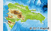 Physical Map of Dominican Republic, political shades outside