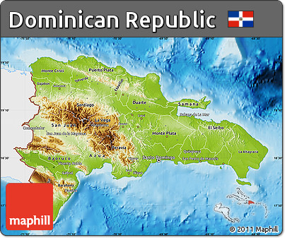 Physical Map of Dominican Republic, single color outside