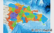 Political Map of Dominican Republic, shaded relief outside, bathymetry sea