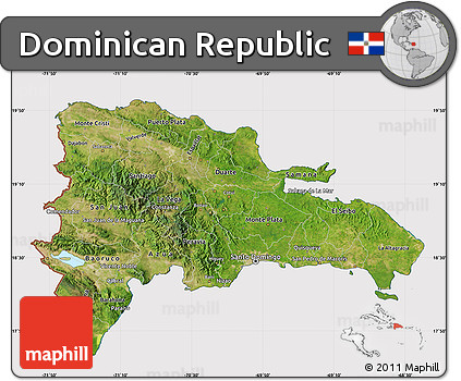 Satellite Map of Dominican Republic, cropped outside
