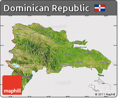 Satellite Map of Dominican Republic, cropped outside
