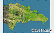 Satellite Map of Dominican Republic, darken, semi-desaturated, land only