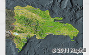Satellite Map of Dominican Republic, darken, semi-desaturated