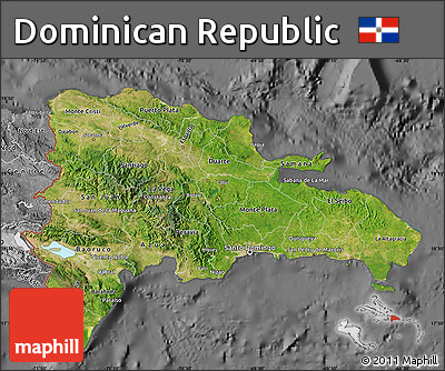 Satellite Map of Dominican Republic, desaturated