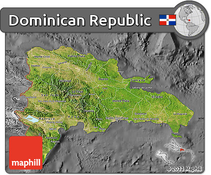 Satellite Map of Dominican Republic, desaturated