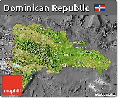 Satellite Map of Dominican Republic, desaturated