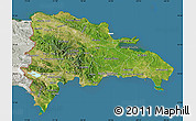 Satellite Map of Dominican Republic, lighten, semi-desaturated, land only