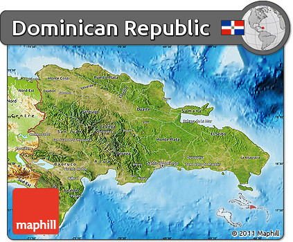 Satellite Map of Dominican Republic, physical outside