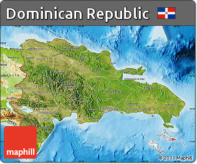 Satellite Map of Dominican Republic, physical outside