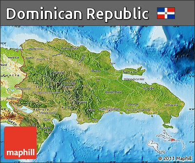 Satellite Map of Dominican Republic, physical outside