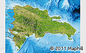 Satellite Map of Dominican Republic, political shades outside