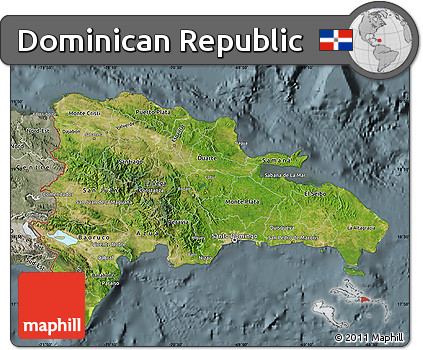 Satellite Map of Dominican Republic, semi-desaturated