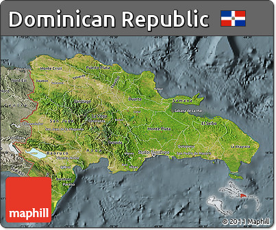 Satellite Map of Dominican Republic, semi-desaturated