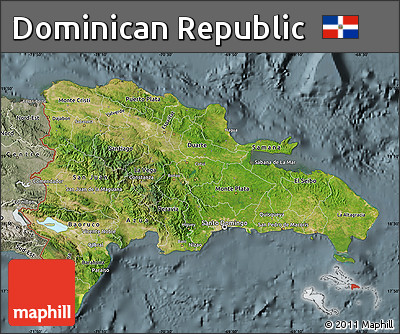 Satellite Map of Dominican Republic, semi-desaturated