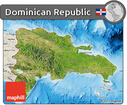 Satellite Map of Dominican Republic, shaded relief outside