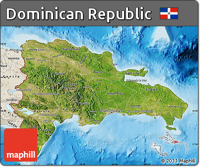 Satellite Map of Dominican Republic, shaded relief outside