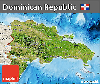 Satellite Map of Dominican Republic, shaded relief outside