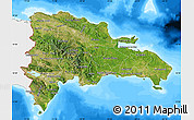 Satellite Map of Dominican Republic, single color outside, bathymetry sea