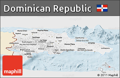 Classic Style Panoramic Map of Dominican Republic, single color outside