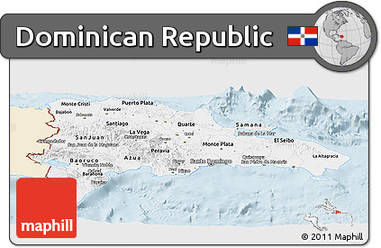 Classic Style Panoramic Map of Dominican Republic, single color outside