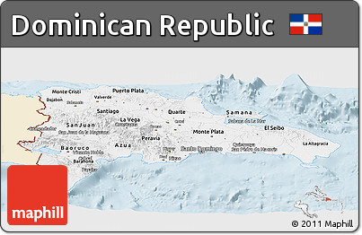 Classic Style Panoramic Map of Dominican Republic, single color outside