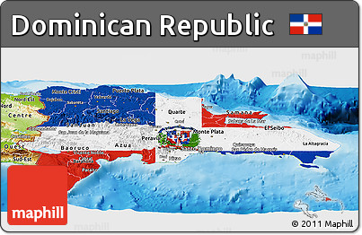 Flag Panoramic Map of Dominican Republic, physical outside
