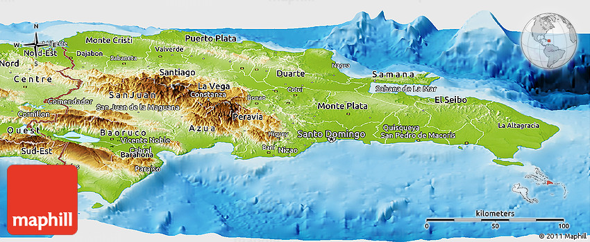 Physical Panoramic Map Of Dominican Republic