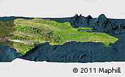 Satellite Panoramic Map of Dominican Republic, darken