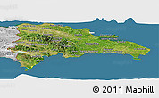 Satellite Panoramic Map of Dominican Republic, lighten, desaturated, land only
