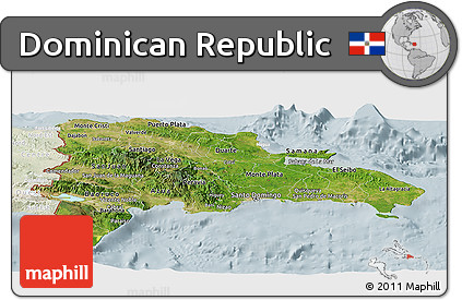 Satellite Panoramic Map of Dominican Republic, lighten