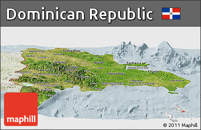 Satellite Panoramic Map of Dominican Republic, lighten