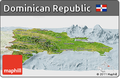 Satellite Panoramic Map of Dominican Republic, lighten