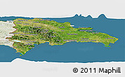 Satellite Panoramic Map of Dominican Republic, lighten, land only