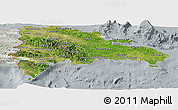 Satellite Panoramic Map of Dominican Republic, lighten, semi-desaturated