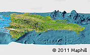 Satellite Panoramic Map of Dominican Republic, political shades outside, satellite sea