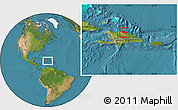Satellite Location Map of Puerto Plata, within the entire country