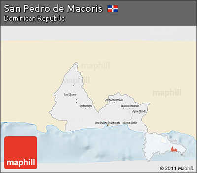 Classic Style 3D Map of San Pedro De Macoris, single color outside