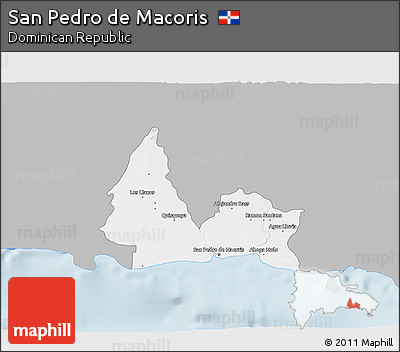 Gray 3D Map of San Pedro De Macoris, single color outside