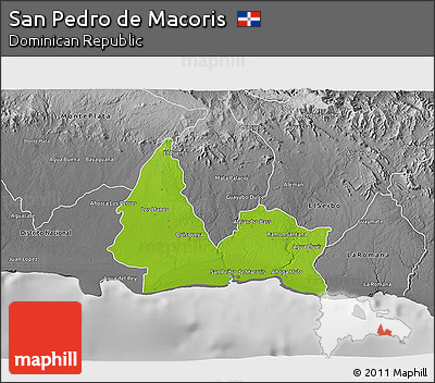Physical 3D Map of San Pedro De Macoris, desaturated