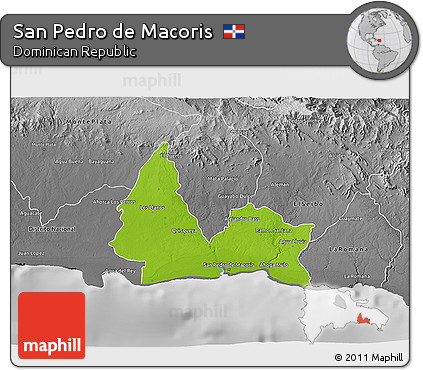 Physical 3D Map of San Pedro De Macoris, desaturated