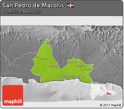 Physical 3D Map of San Pedro De Macoris, desaturated