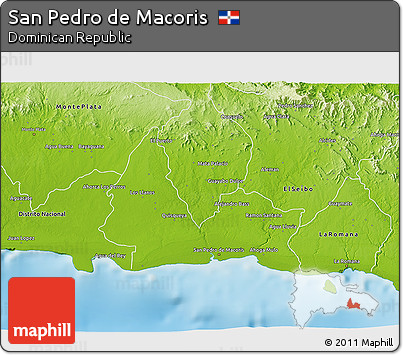 Physical 3D Map of San Pedro De Macoris